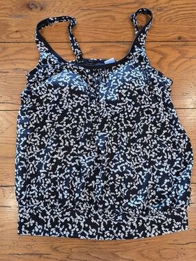 Lascana Venus Black Floral Tankini Swim Top New Withoit Tags Size 8